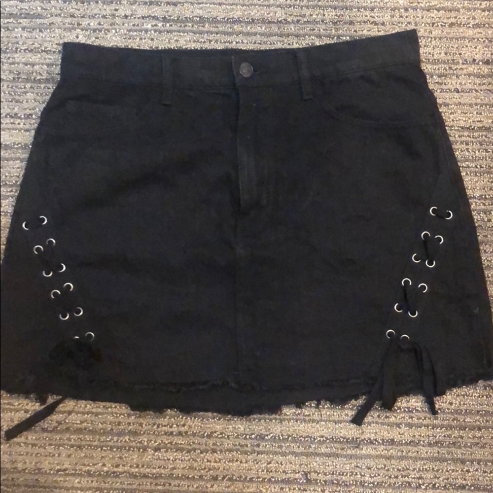 Black Jean Skirt w Ties
